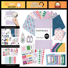 Creative Junk Journal & Scrapbook Kit – Hardcover Notebook, 20 Patterns, Sticker