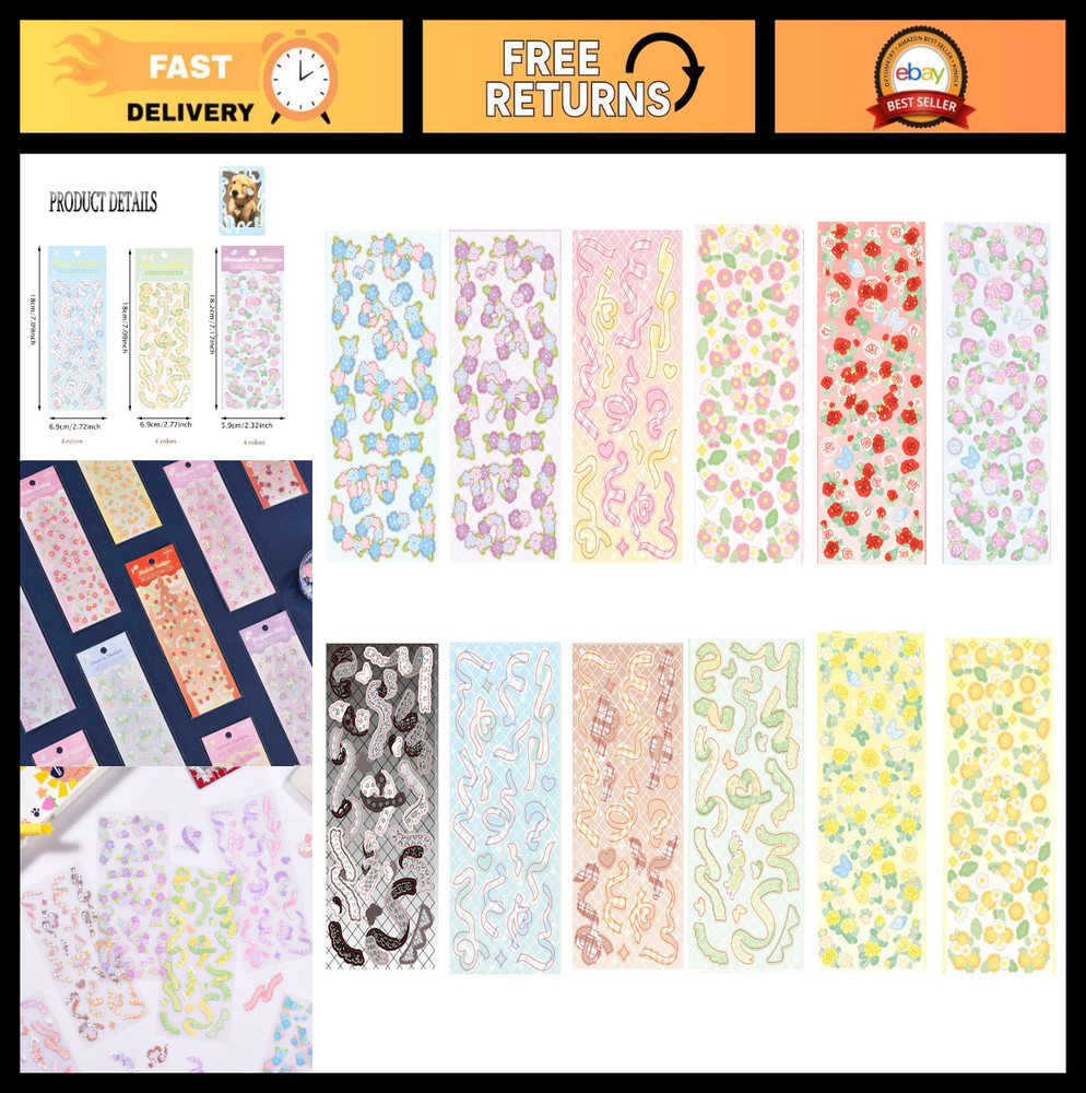 Colorful Kpop Stickers Set – 12 Sheets DIY Self-Adhesive Deco Stickers for Scrap