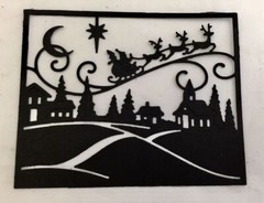 Christmas Die Cuts * Santa Village Scene * Set of 6 * Black or White Cardsotck