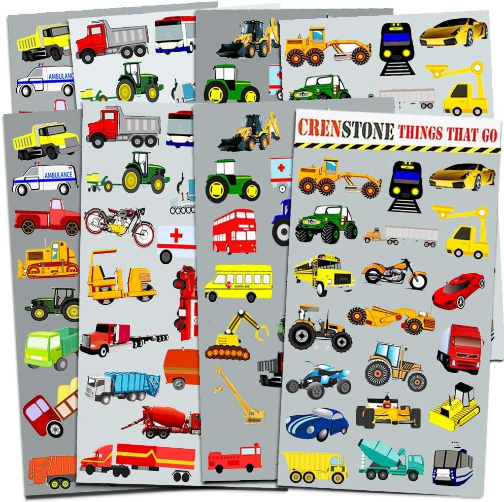 160+ Cars & Trucks Stickers for Toddlers, Vehicle Sticker Pack Party Supplies