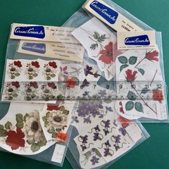 Vtg Ceramic Decals Mixed Media Water Mount Transfers Lot R Bright Poppy Floral