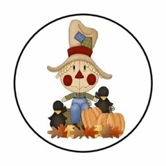 48 SCARECROW CROWS ENVELOPE SEALS LABELS STICKERS 1.2″ ROUND