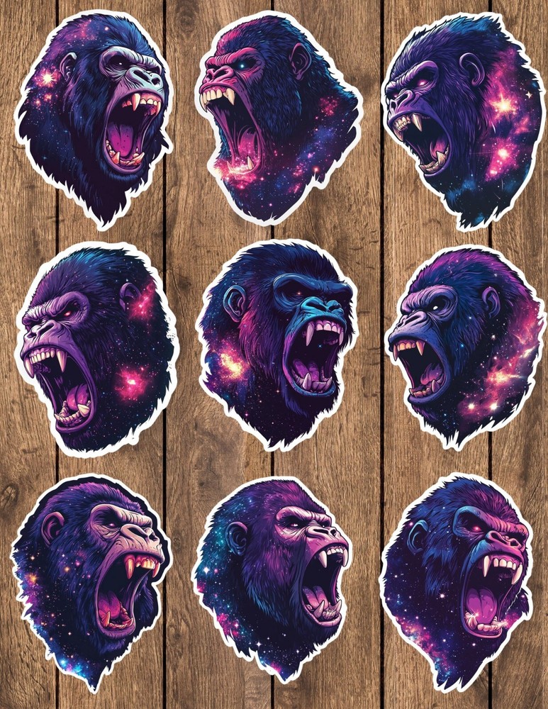 Galaxy Gorilla Die Cut Vinyl Stickers Scrapbooking Laptop Waterbottle