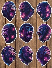 Galaxy Gorilla Die Cut Vinyl Stickers Scrapbooking Laptop Waterbottle