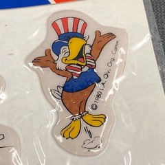 Vtg Drawing Board 3D Perk-Up Puffy Stickers 80s L.A. Olympics Uncle Sam Sports