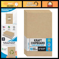 Heavy Duty Chipboard Sheets 11×17 Inch – 10 Pack, 50 pt Thick Paperboard for DIY