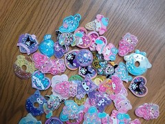 Sanrio Shaker Charms , Acrylic Flatbacks, Lot Of Hello Kitty Acrylic Charms