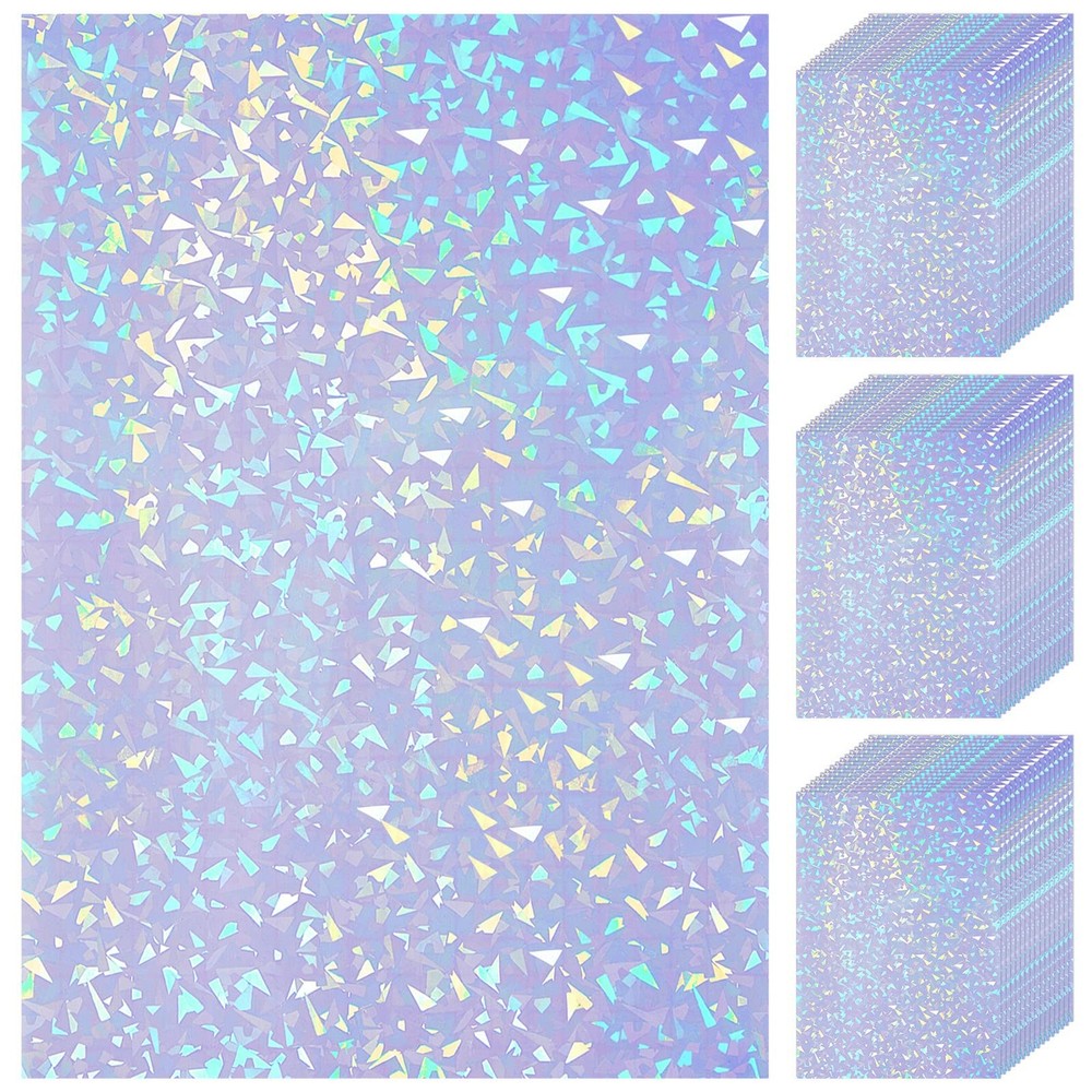 60 Sheets Holographic Laminate Sheets Clear Glitter A4 Size Vinyl Sticker Paper