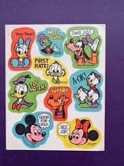 Vintage Walt Disney Productions Stickers – 1 Sheet – Mickey Minnie Pluto Donald