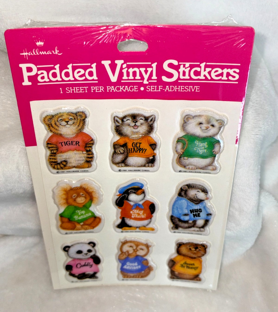 New Sealed 1981 Hallmark Puffy Padded Vinyl Shirt Tales Animal Stickers