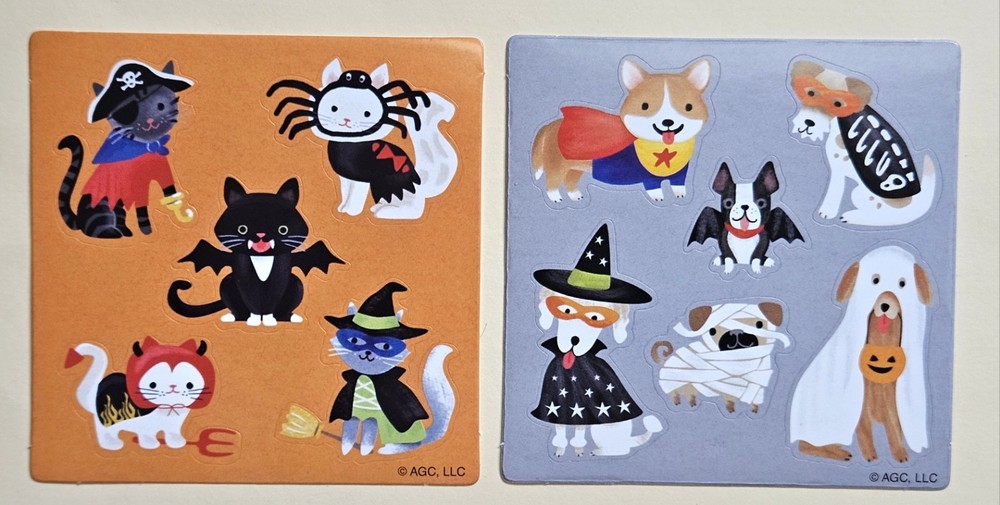 Halloween sticker sheets. Cats and Dogs. Set Of 2.