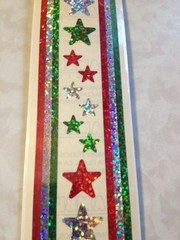 *1 PKG HAMBLY STUDIOS GLITTER BORDERS 14″ LONG STARS STRIPES RED SILVER GREEN