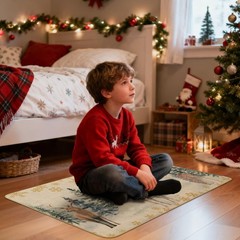 MEHOFOND Christmas Kitchen Rugs Set of 2,Xmas Trees Deer Snowflakes Kitchen R…
