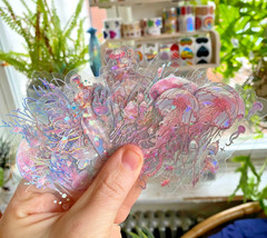 NIP Super Sparkly Prismatic Jelly Fish Stickers for Junk Journaling: You Choose!