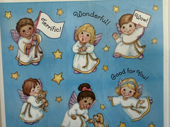 Vintage Hallmark Stickers ~ 3 Sheets~Children/cherubs/angels~Kitten~Puppy