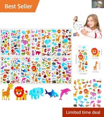 Assorted 3D Animal Stickers for Kids – 14 Non-Toxic Glitter Foam Sheets