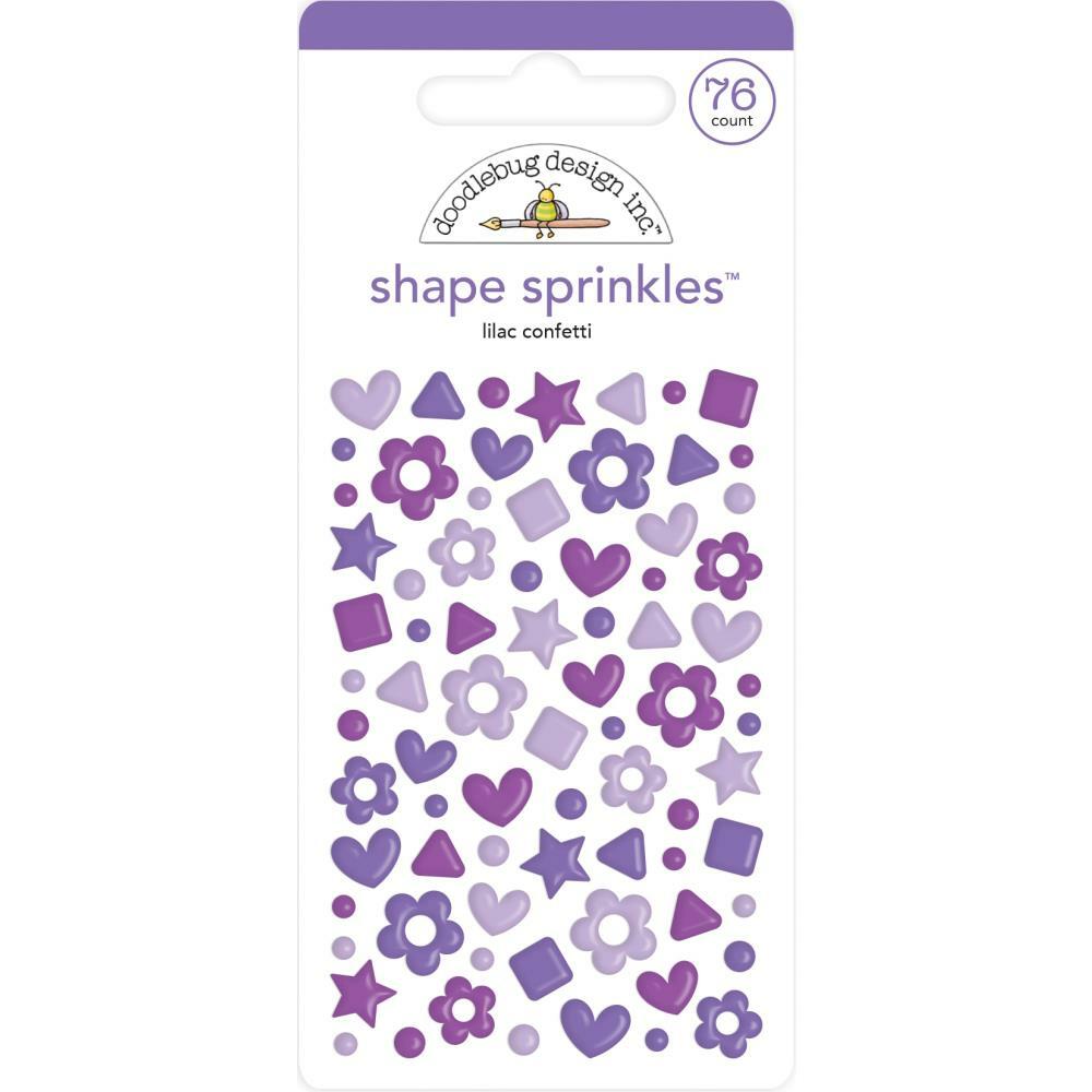 Crafts Doodlebug Sprinkles Confetti Shapes Stars Flowers Hearts Dots Lilac