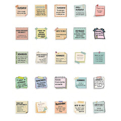 50pcs Waterproof Stickers English Text Reminder Adhesive Back to School Supplies