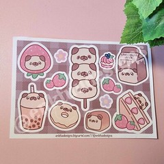 Cute Pug Sticker Sheets | 12 Individual Stickers Each Sheet