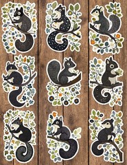 Squirrel in Tree Die Cut Vinyl Stickers Set Scrapbooking Laptop Waterbottle