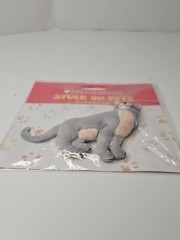 Mrs Grossman’s Stuck on Pets Stuffed Cat Sticker Gray Brown Chest Puffy Fuzzy