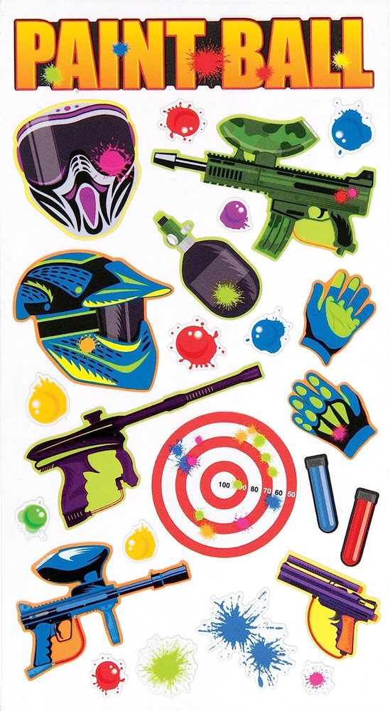 Sticko Paintball Stickers 25 pc Gun Helmet Paint Splatter Glove