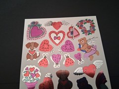 Vintage Stickers Foil Mylar Bears Hearts Rainbow Sticker 1 Sheet NOS 1990s