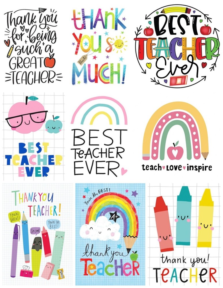 Teacher Appreciation Thank You Card Crafting STICKERS – Just Cut & Use!