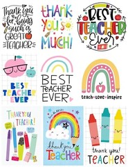 Teacher Appreciation Thank You Card Crafting STICKERS – Just Cut & Use!