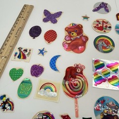 Vintage 1980s Sticker Lot 50+ Stickers Lisa Frank Rainbows Foil Glitter LOOK
