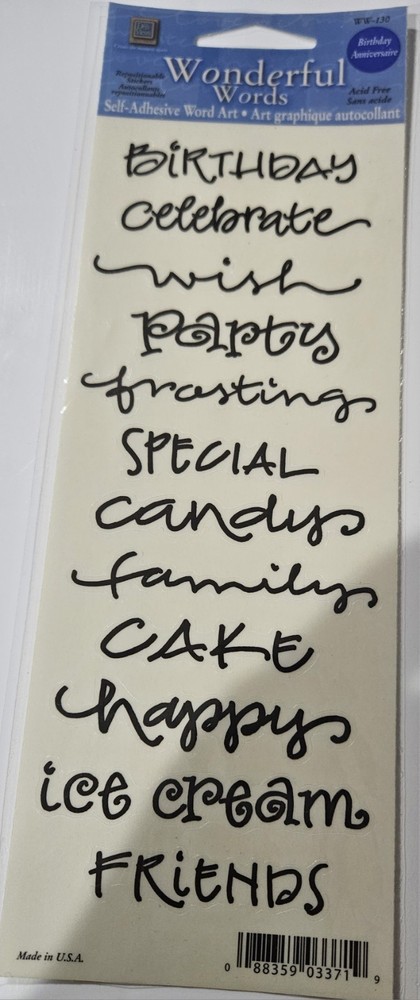 deja views wonderful words Birthday Anniversary repostionable stickers