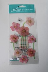 Jolee’s Boutique Embellishments Pink Flowers 7PC Vase Butterfly Scrapbooking Art