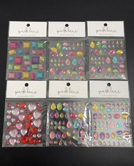 6 Park Lane Adhesive Gems Scrapbooking Stickers Square Oval Hearts Teardrop NEW