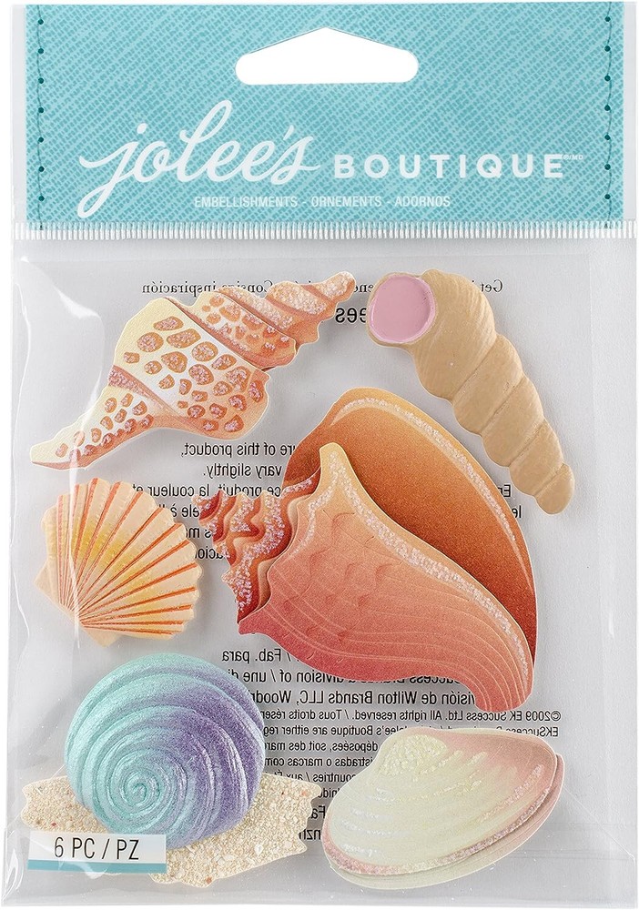 Jolee’s Boutique Dimensional Stickers ~ Seashells 6 Pc