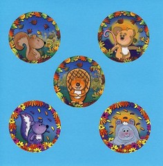 10 Fall Animals – Large Stickers – Party Favor – Skunk, Rabbit, Squirrel, Beaver