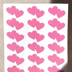 Glitter Double Heart Stickers! – 0.5” to 4 inch – Choose a Size and Color!