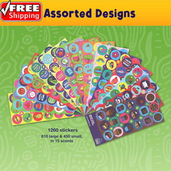 1260 Variety Scratch and Sniff Stickers – Classroom Decor with 15 Unique Scents