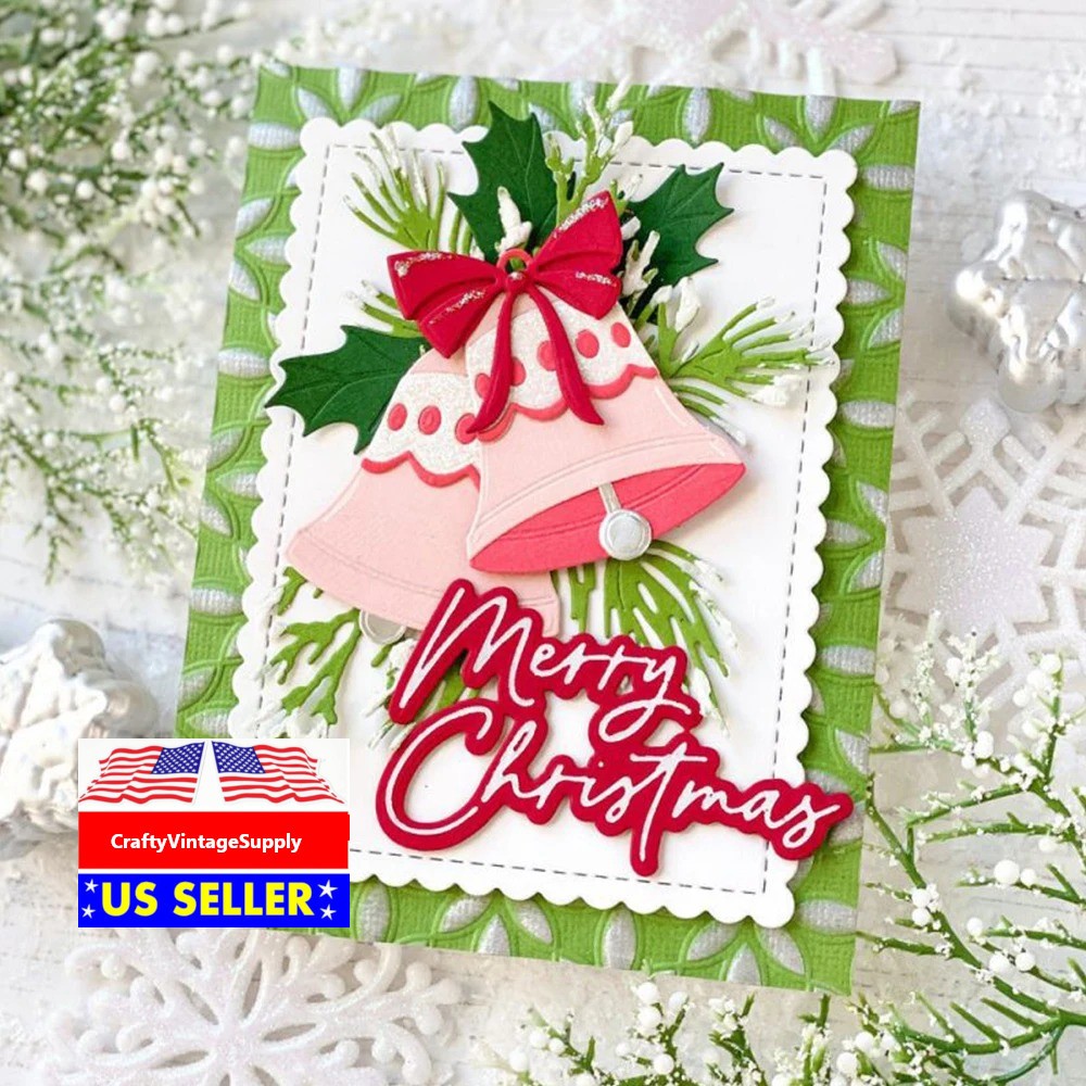 Christmas Double Bells With Bow Metal Cutting die cut