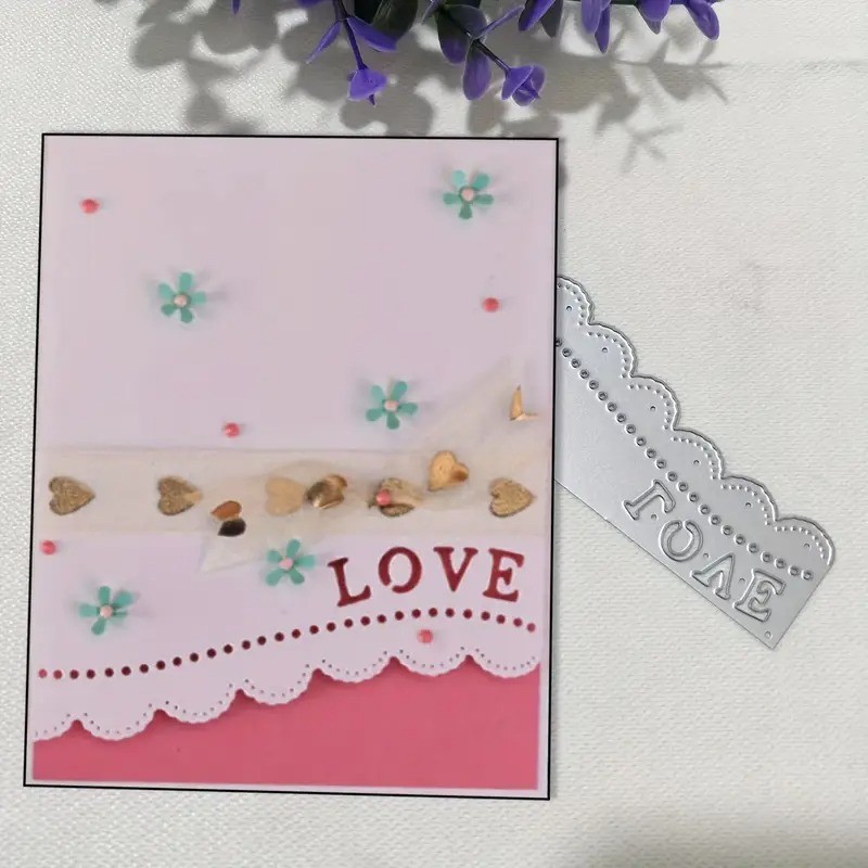 Love scallop stitched wavy border edge panel metal cutting dies cut cutter die