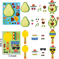 Make Your Own Fiesta Stickers Sheet – 36Pcs Make a Face Stickers Game Mexican Fi