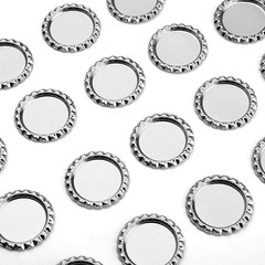 100 Flattened Chrome Bottle Caps Silver DIY Flat Bottle Caps