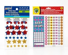 Teacher Reward Chart & Glitter Foam Stars Sticker Bundle (Stickers & Stars)