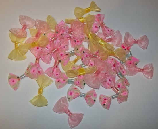 New 40 Printed Bows Craft Scrapbooking etc. Embellishment New