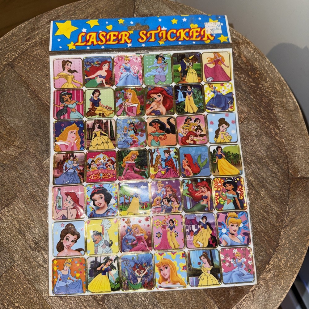 Vtg DISNEY PRINCESS Laser Stickers CINDERELLA Snow White ARIEL AURORA Belle