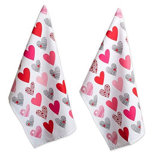 Valentine’s Day Collection Kitchen, Dishtowel Set, 18×28, Hearts Collage, 2