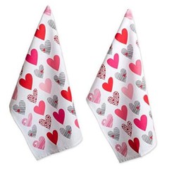 Valentine’s Day Collection Kitchen, Dishtowel Set, 18×28, Hearts Collage, 2