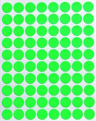 Neon Green Dot Stickers in Various Sizes (8MM-38MM) Color Label in 15 Sheets