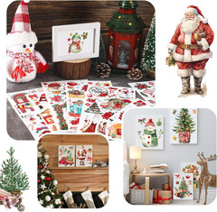 12 Sheets Christmas Rub on Transfers for Crafts and Furniture Christmas