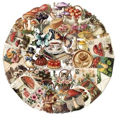 50PCS Vintage Mushroom Stickers PET Transparent Stickers Retro Flora and Fauna D