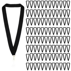 100 PCS Black Medal Ribbons Award Neck 32″ Snap Clips Lanyards Polyester